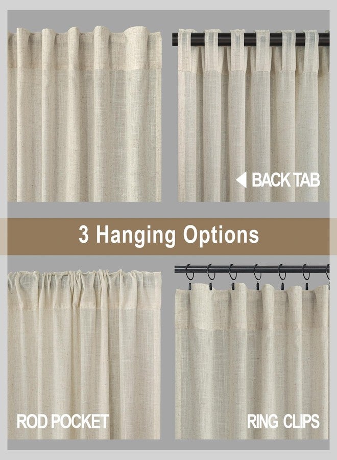 Pitalk ستائر كتان بيج بعرض 38 بوصة لغرفة المعيشة، قطعتان، مزودة بحلقات خلفية وجيب للعمود، شبه شفافة، تسمح بمرور الضوء، ستائر صغيرة للأبواب والنوافذ، ديكور بوهيمي ريفي لغرفة النوم، لون بني فاتح، عرض 38 بوصة × طول 84 بوصة - Image 4